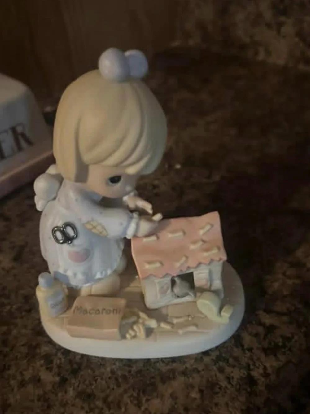 Precious Moments Pink & Cream Macaroni House Scene Figurine